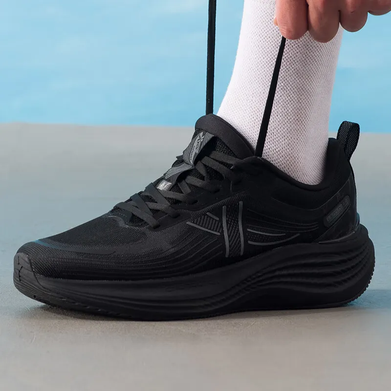 XTEP Shock Absorbers With Slip Resistant Features Low Top Casual City Commute Running Shoes Men's Black-4
