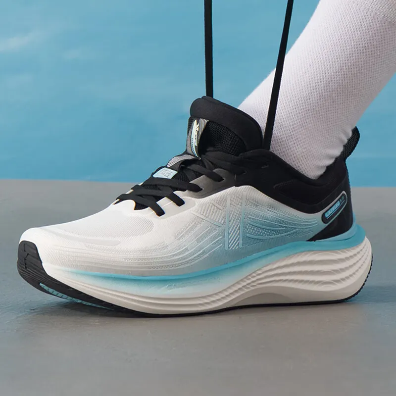XTEP Shock Absorbers With Slip Resistant Features Low Top Casual City Commute Running Shoes Men's White Black Blue-4