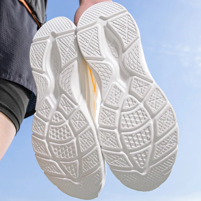 XTEP ZhuiFeng Slip Resistant And Breathable Low Top Casual Running Shoes Men's White Orange-4
