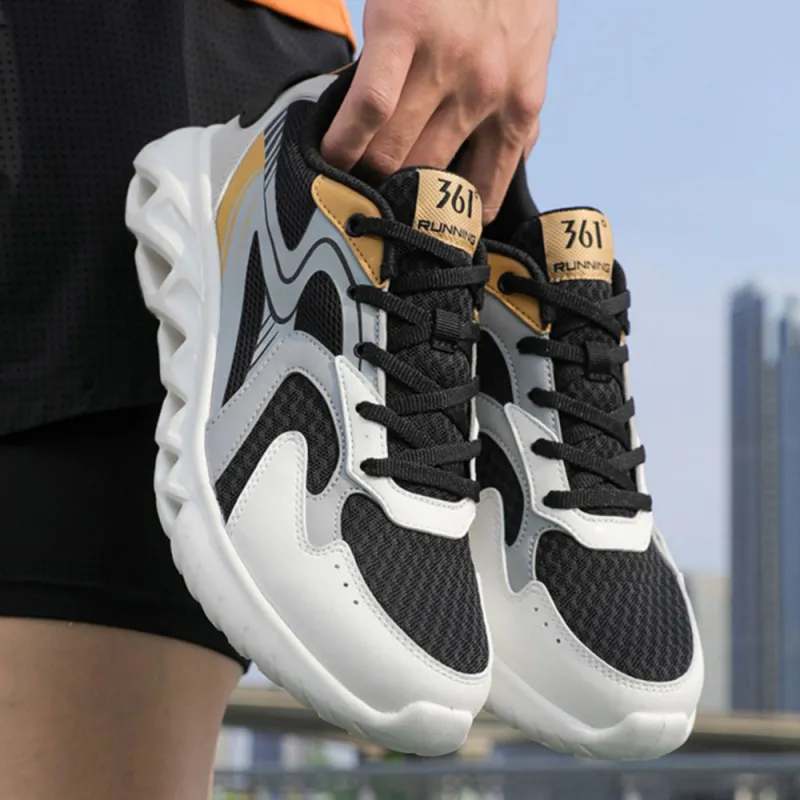361° Breathable And Lightweight Low Top Casual Running Shoes Men's Black Gray-1