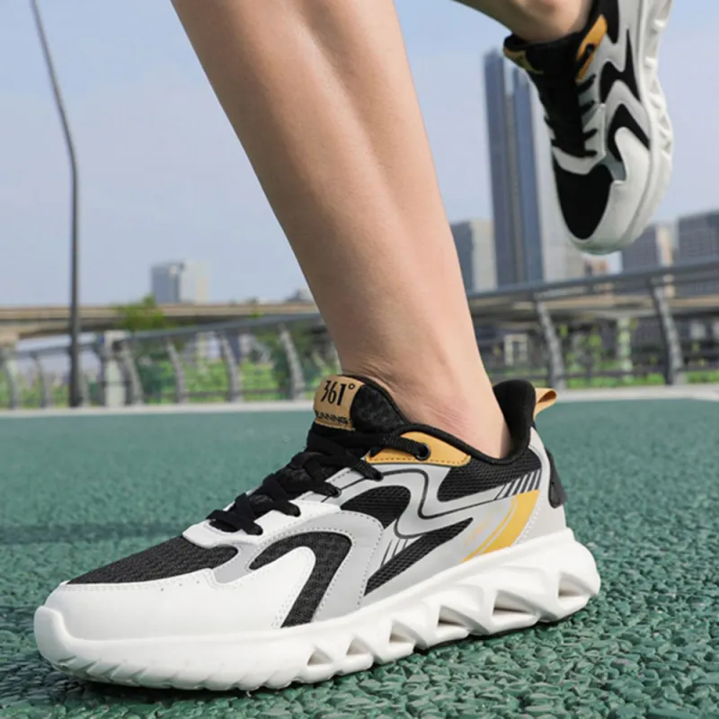 361° Breathable And Lightweight Low Top Casual Running Shoes Men's Black Gray-2