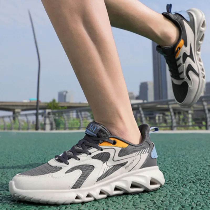 361° Cushioning And Breathable Low Top Casual Running Shoes Men's Gray-3