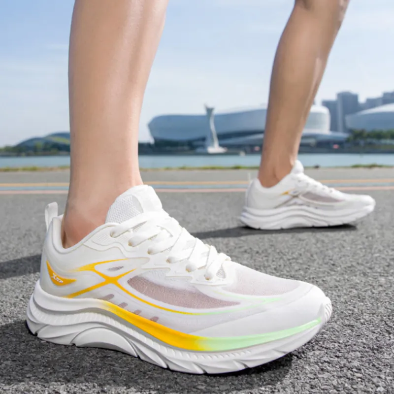 XTEP ZhuiFeng Slip Resistant And Breathable Low Top Casual Running Shoes Men's White Orange-2