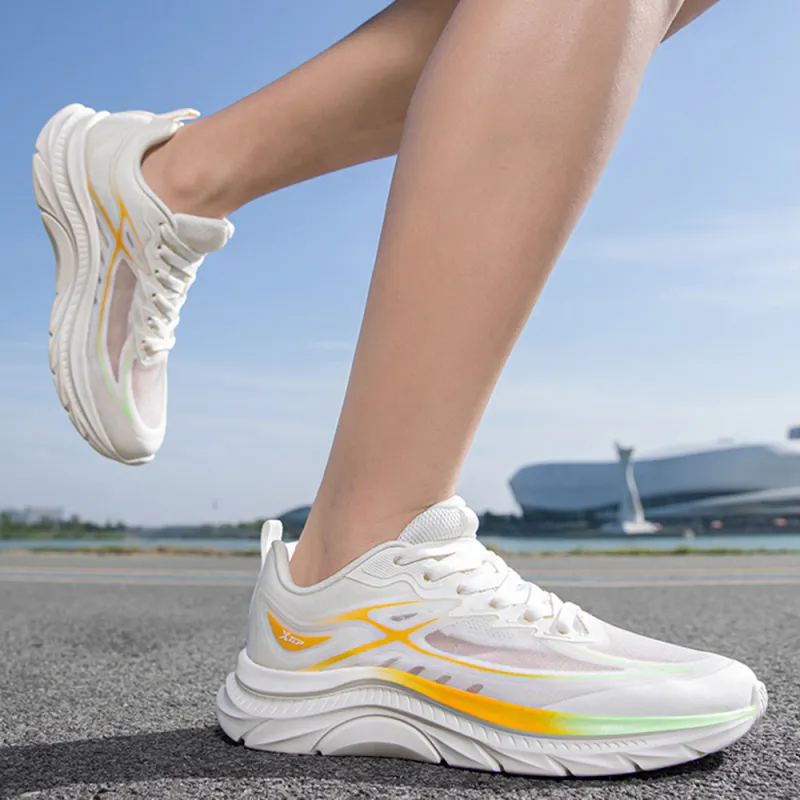 XTEP ZhuiFeng Slip Resistant And Breathable Low Top Casual Running Shoes Men's White Orange-3