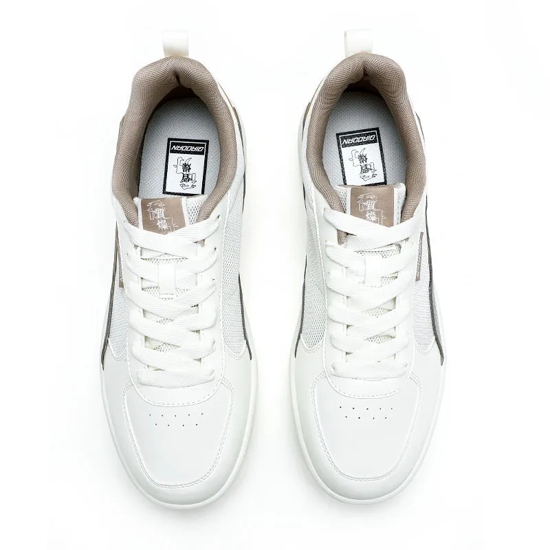 QIAODAN Dry Slip Resistant And Breathable Low Top Skateboard Shoes Men's White Gray-3