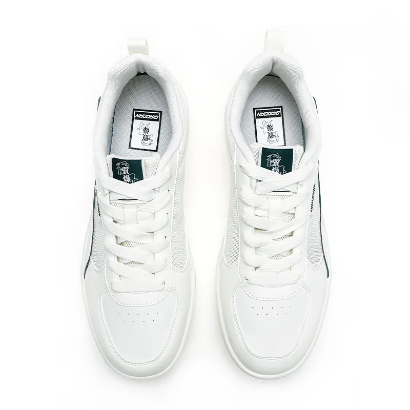 QIAODAN Dry Slip Resistant, Abrasion Resistant, Breathable Low Top Skateboard Shoes Men's White Green-3