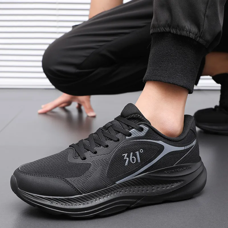 361° Abrasion Resistant Breathable Low Top Casual Running Shoes Men's Black-1