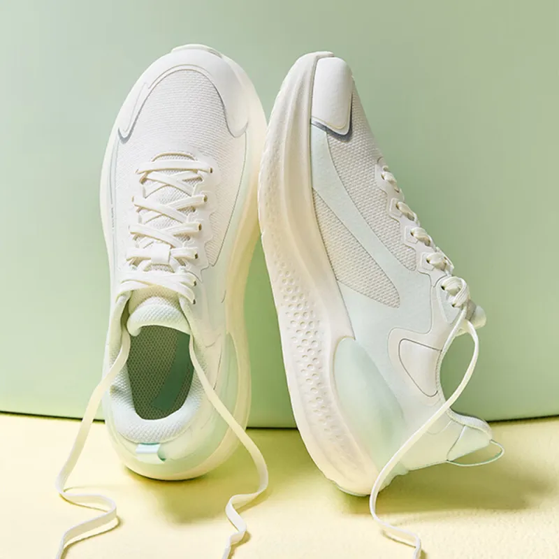 Anta Cloud Qidan Shock Absorbers Rebound Low Top Casual Running Shoes Women's White Green-4