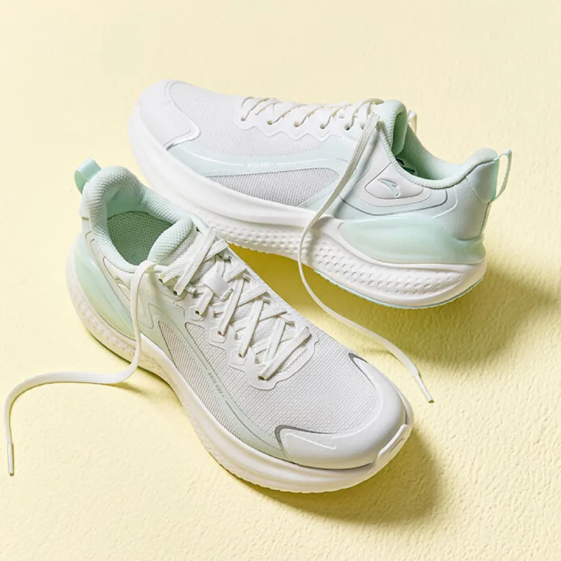 Anta Cloud Qidan Shock Absorbers Rebound Low Top Casual Running Shoes Women's White Green-3