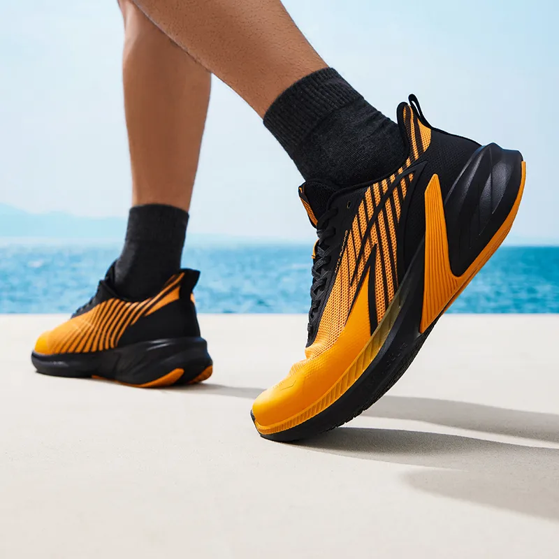 Anta A-Shock Cushioning Wear-Resistant Low-Top Casual Running Shoes Men's Orange Black-4