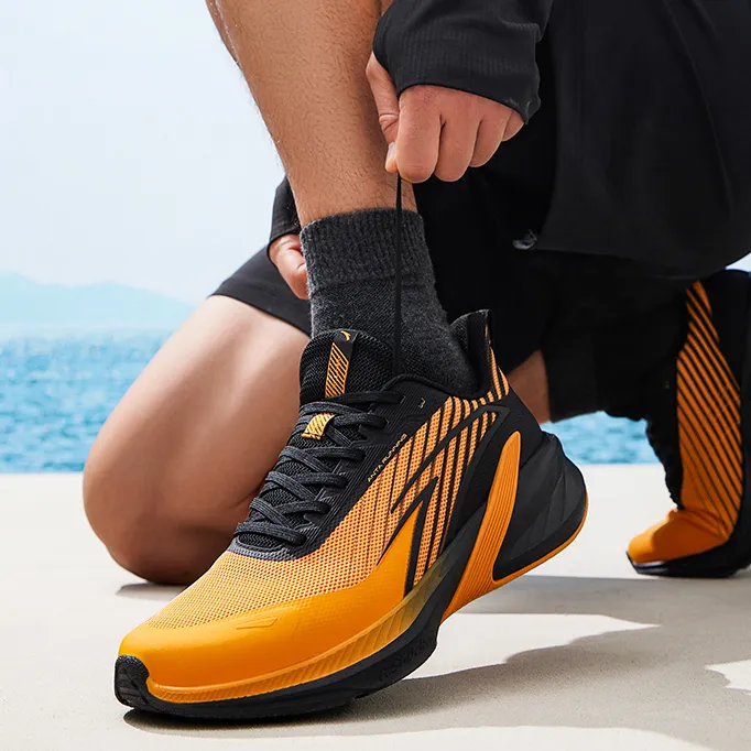 Anta A-Shock Cushioning Wear-Resistant Low-Top Casual Running Shoes Men's Orange Black-3