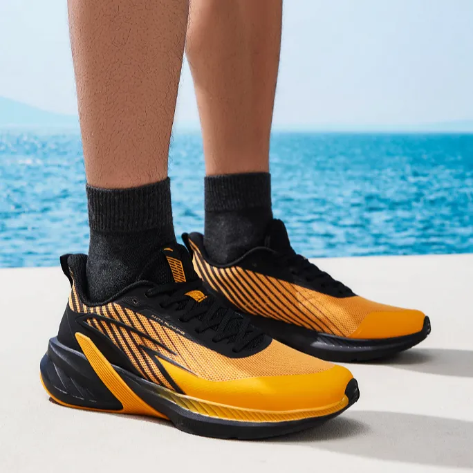 Anta A-Shock Cushioning Wear-Resistant Low-Top Casual Running Shoes Men's Orange Black-2