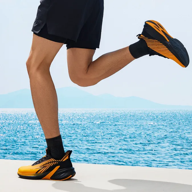 Anta A-Shock Cushioning Wear-Resistant Low-Top Casual Running Shoes Men's Orange Black-1
