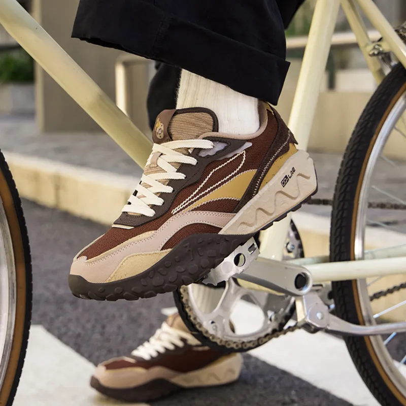 361° Crunchy Biscuit 2 Anti Slip Wear Resistant Low Top Chunky Sneakers Men's Brown-4