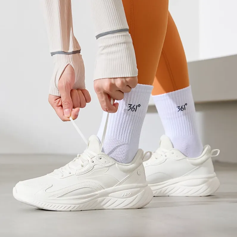 361° Anti Slip Wear Resistant Low Top Casual Running Shoes Women's Feather White-4