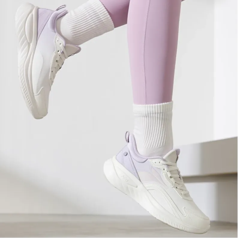 361° Non slip Lightweight Low Top Casual Running Shoes Women's White Purple-2