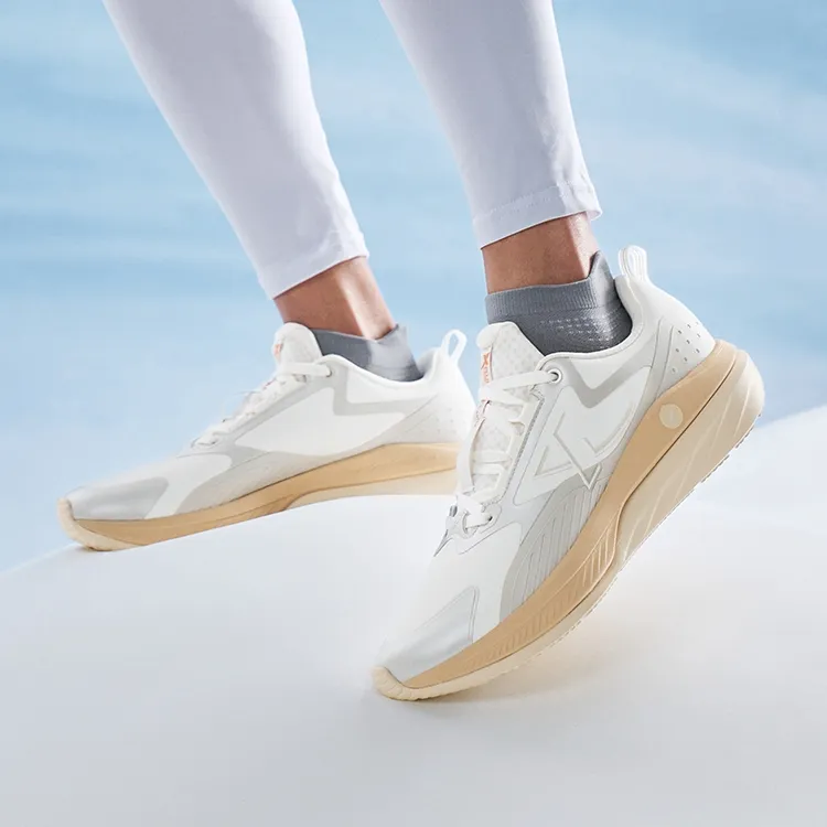 XTEP Cloud DC Slip Resistant Lightweight Coverage Low Top Casual Running Shoes Men's White Gray-4