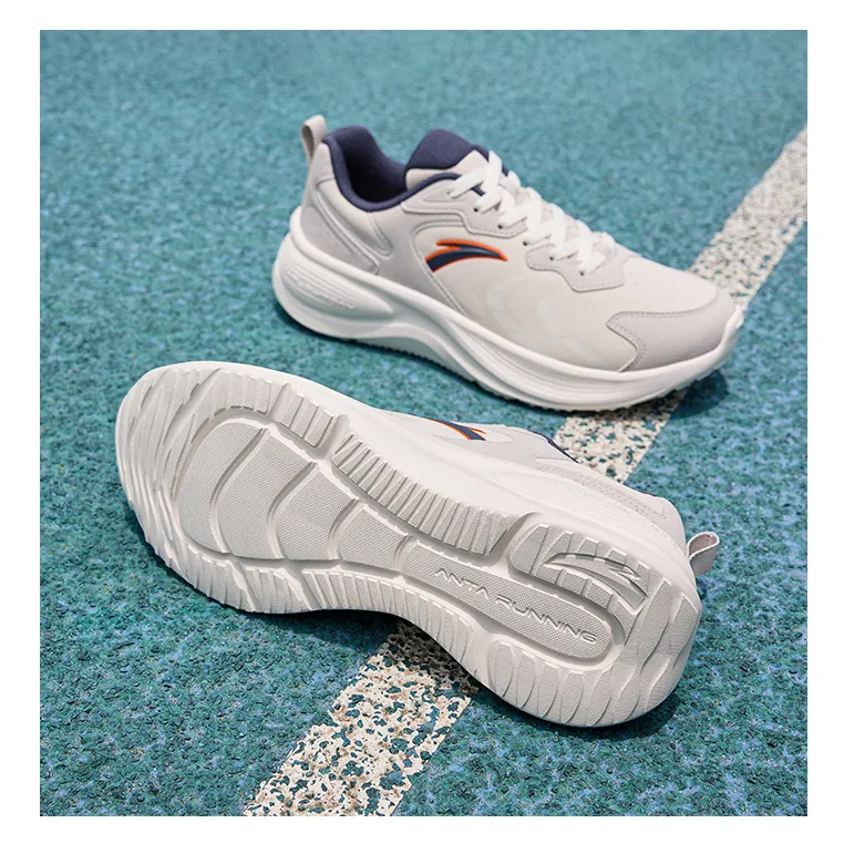 Anta Speeding Slip Resistant Coverage Rebound Low Top Running Shoes Men's Beige-4