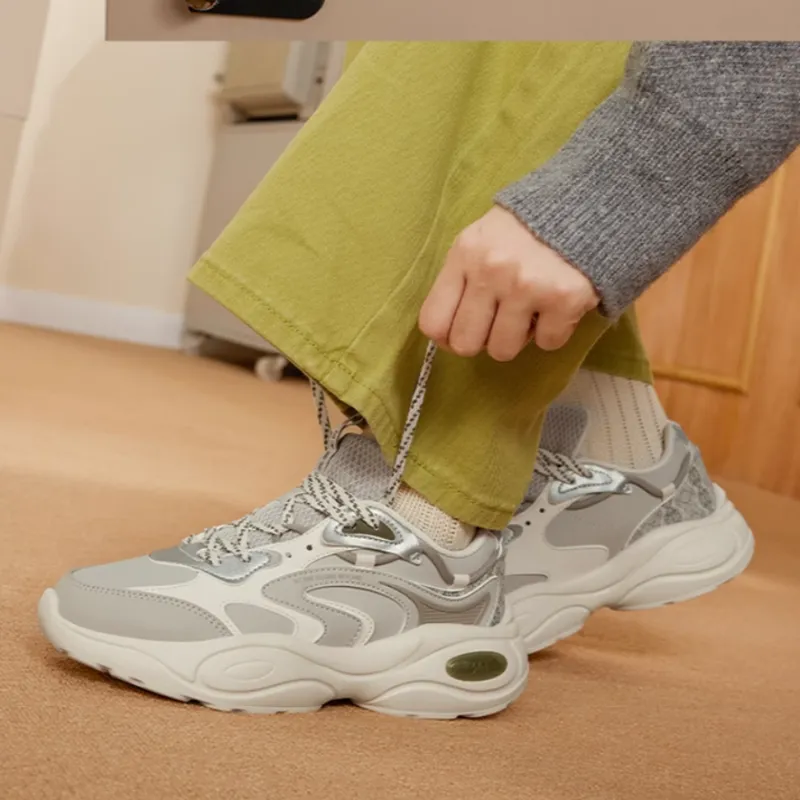 361° Surge Anti-Slip Wear-Resistant Low-Top Casual Shoes Women's Gray Beige-2