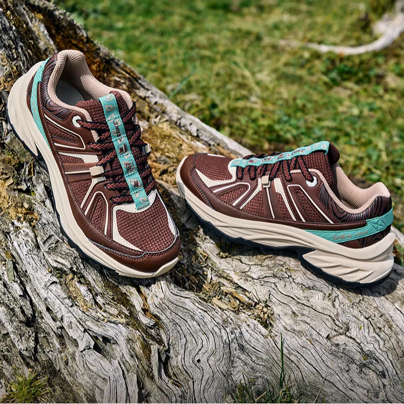 Erke Tracking Anti Slip And Wear Resistant Coverage Rebound Low Top Hiking Shoes Women's Brown-2