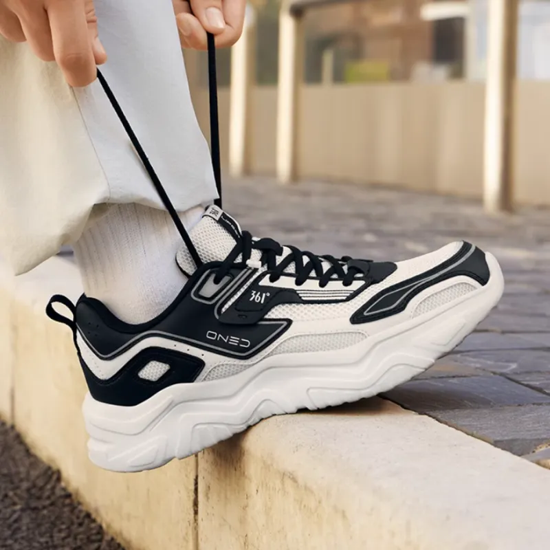 361° Anti-Slip Wear-Resistant Low-Top Casual Shoes Men's Black White-1