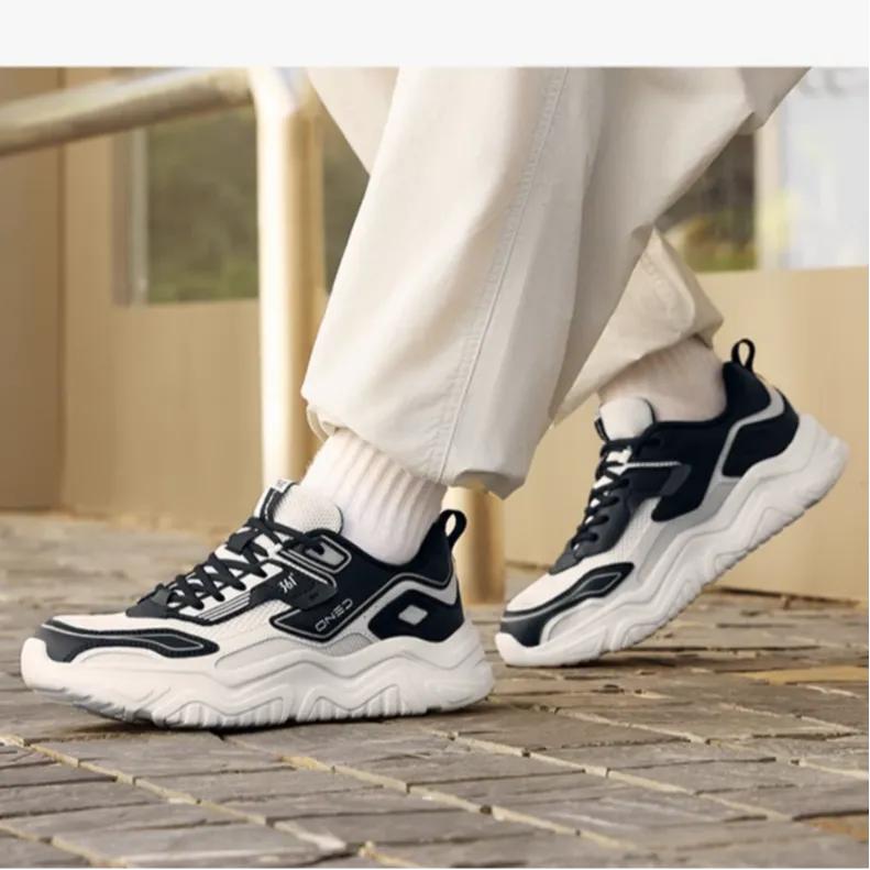 361° Anti-Slip Wear-Resistant Low-Top Casual Shoes Men's Black White-2
