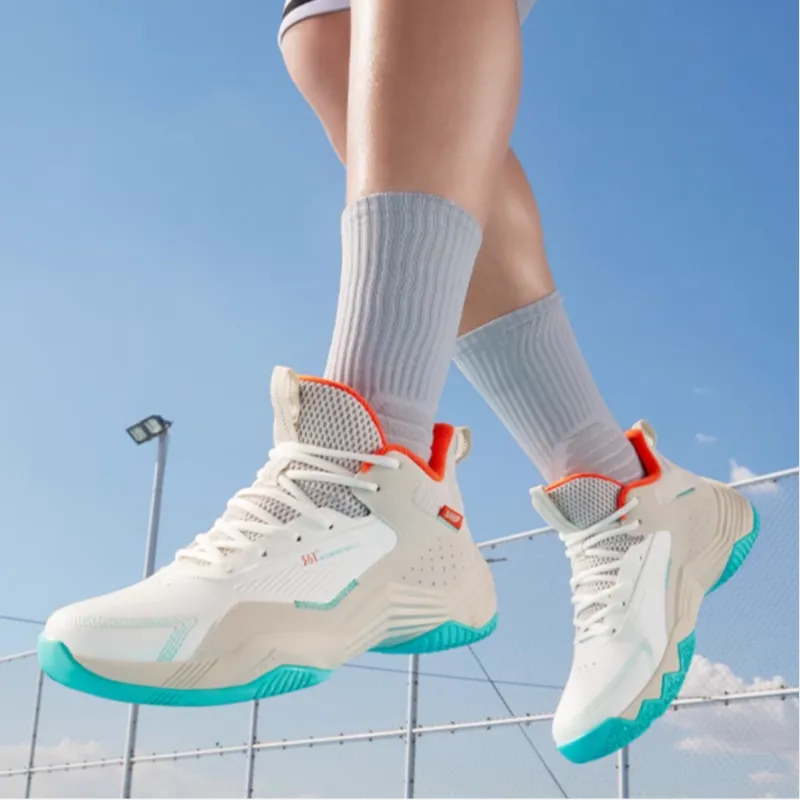 361° Anti-Slip Wear-Resistant High-Top Basketball Shoes Men's White Gray-1