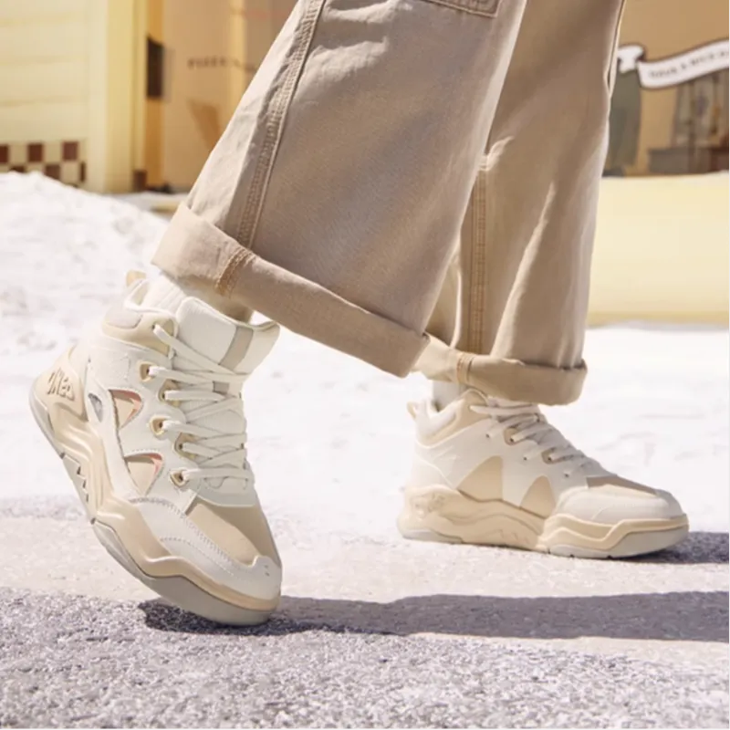 361° Type burn 4 Warm Anti Slip And Wear Resistant High Top Skateboard Shoes Women's Beige Brown Gray-3