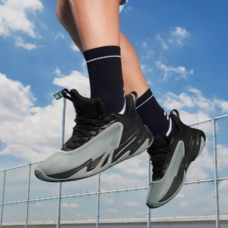 361° Anti-Slip Wear-Resistant Low-Top Basketball Shoes Men's Gray Black-3