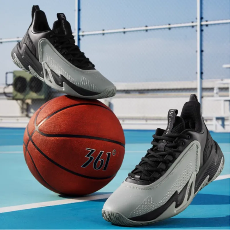 361° Anti-Slip Wear-Resistant Low-Top Basketball Shoes Men's Gray Black-2
