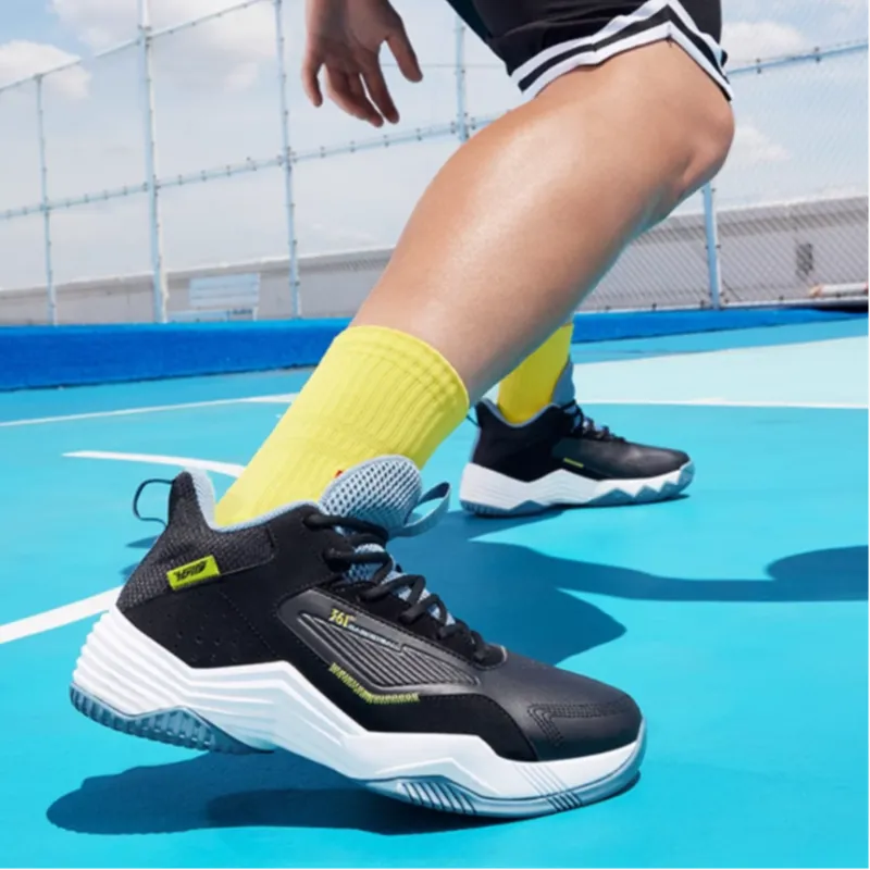 361° Anti Slip Wear Resistant High Top Basketball Shoes Men's Black Blue-4