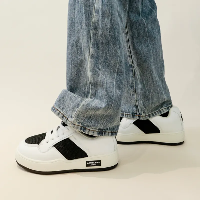 ARTICLE NO. American Burger Collection Anti Slip Wear Resistant Low Top Skateboard Shoes Unisex White Black-3