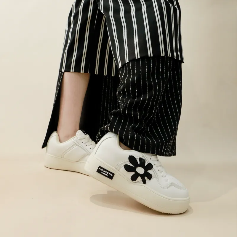 ARTICLE NO. Anti Slip Wear Resistant Low Top Skateboard Shoes Unisex White Black-4