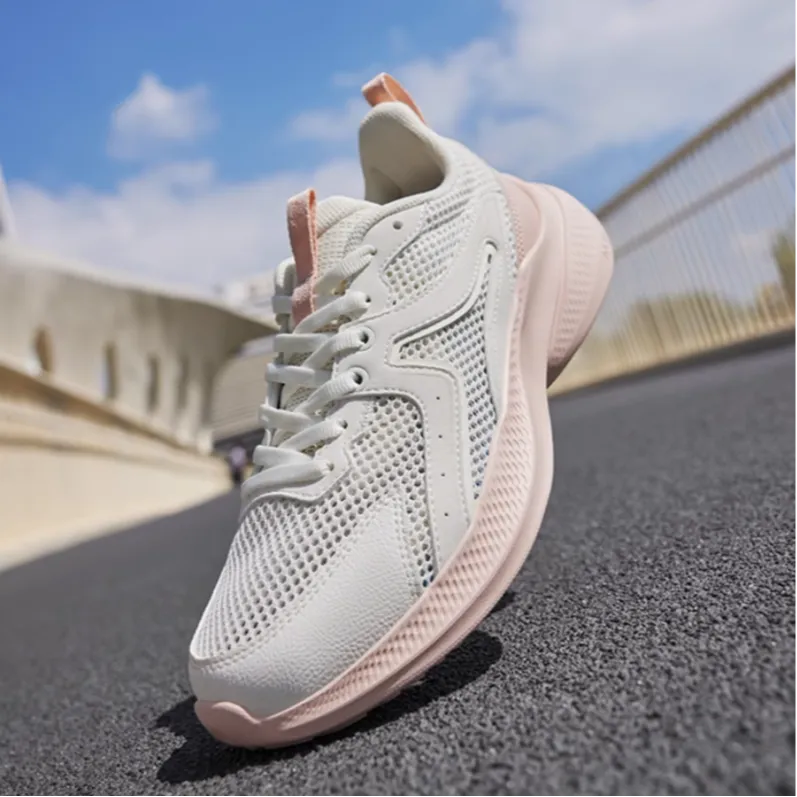 361° Anti-Slip Wear-Resistant Low-Top Casual Running Shoes Women's White Pink-1