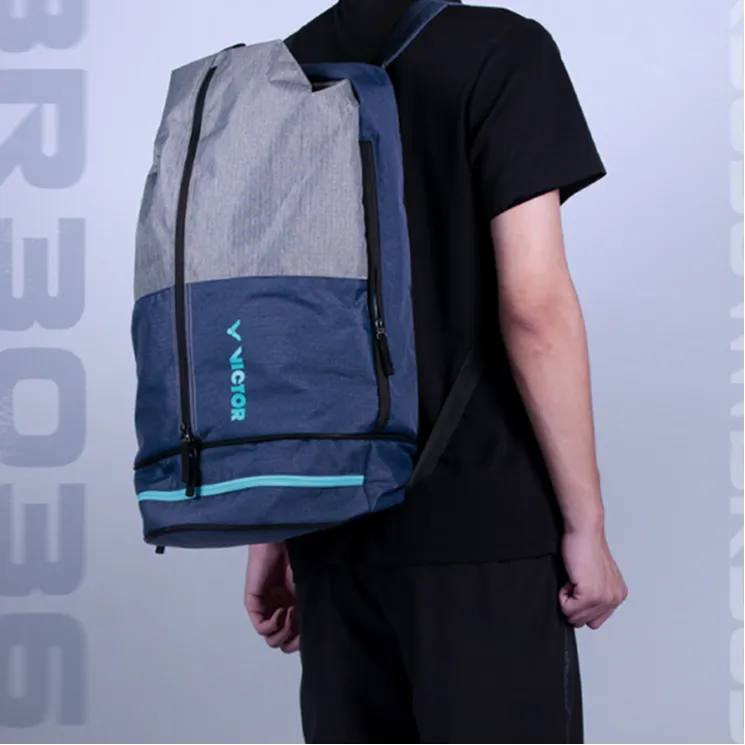 VICTOR Badminton Racket Bags One Sporty Style Backpack Blue Gray Unisex Individual Shoe Compartment-6