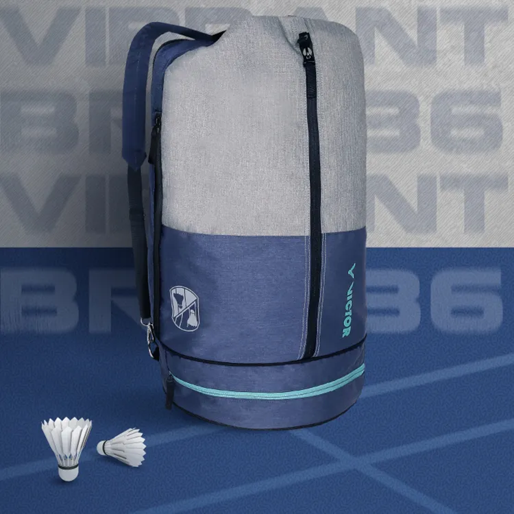 VICTOR Badminton Racket Bags One Sporty Style Backpack Blue Gray Unisex Individual Shoe Compartment-5