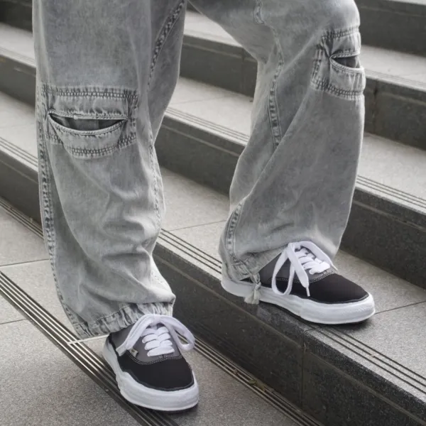 MIHARA YASUHIRO Baker Anti-Slip Wear-Resistant Low-Top Canvas Shoes Unisex Black Gray Color-3