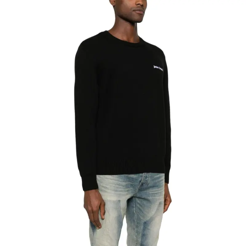 PALM ANGELS Logo Detailed Crew Neck Sweater-3