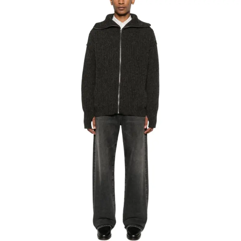 Lemaire Zip Up Ribbed Knit Cardigan-2