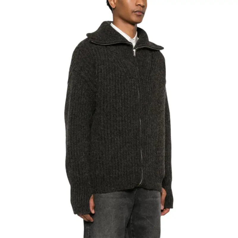 Lemaire Zip Up Ribbed Knit Cardigan-3