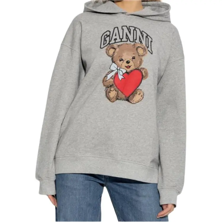 GANNI Bear Printed Drawstring Hoodie-3