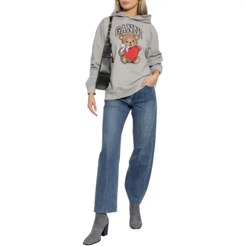 GANNI Bear Printed Drawstring Hoodie-1