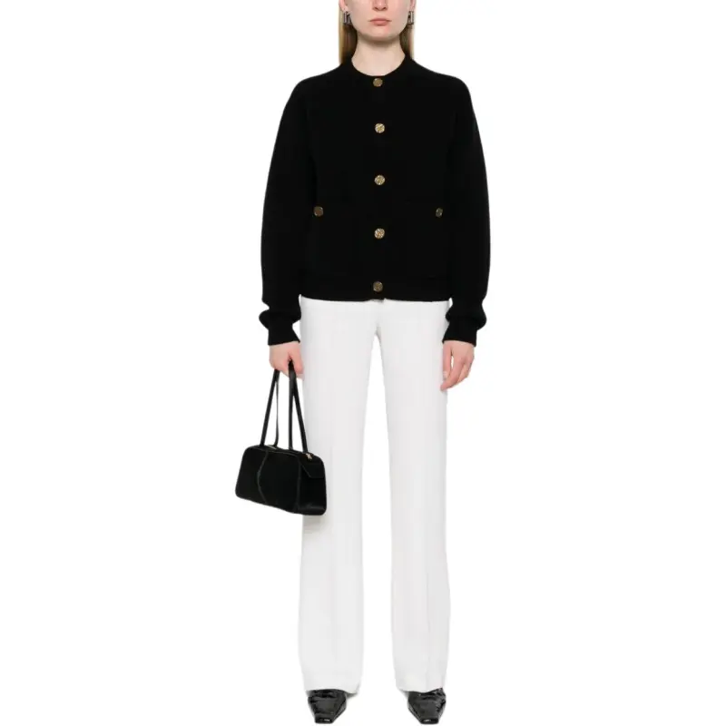 TOTEME Long Sleeved Crewneck Knitted Cardigan-2