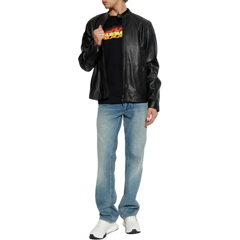 DIESEL Leather Jacket Men's Black-1