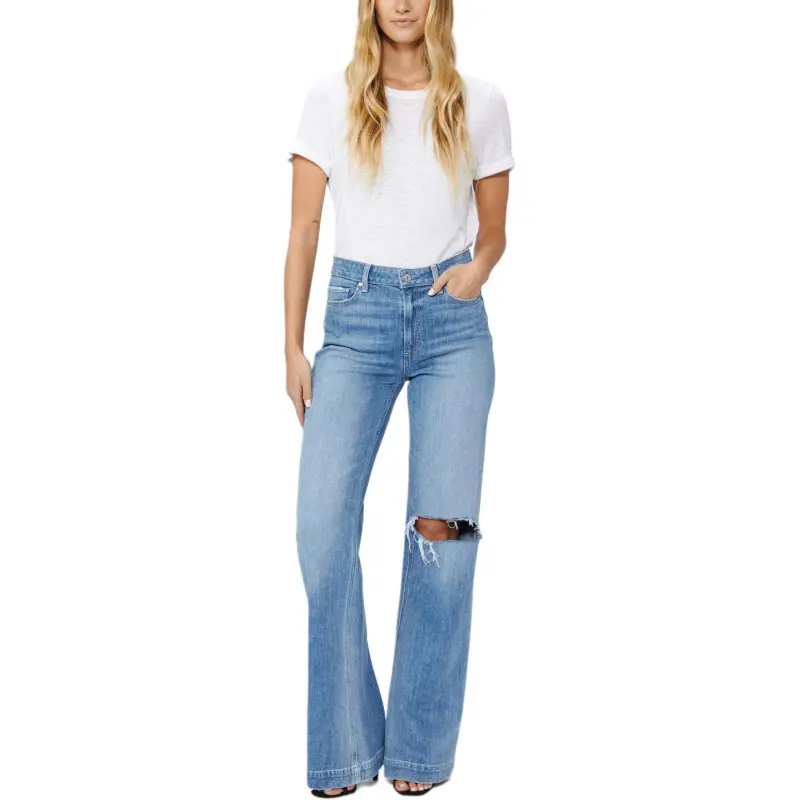 PAIGE Distressed Straight line Jeans-2