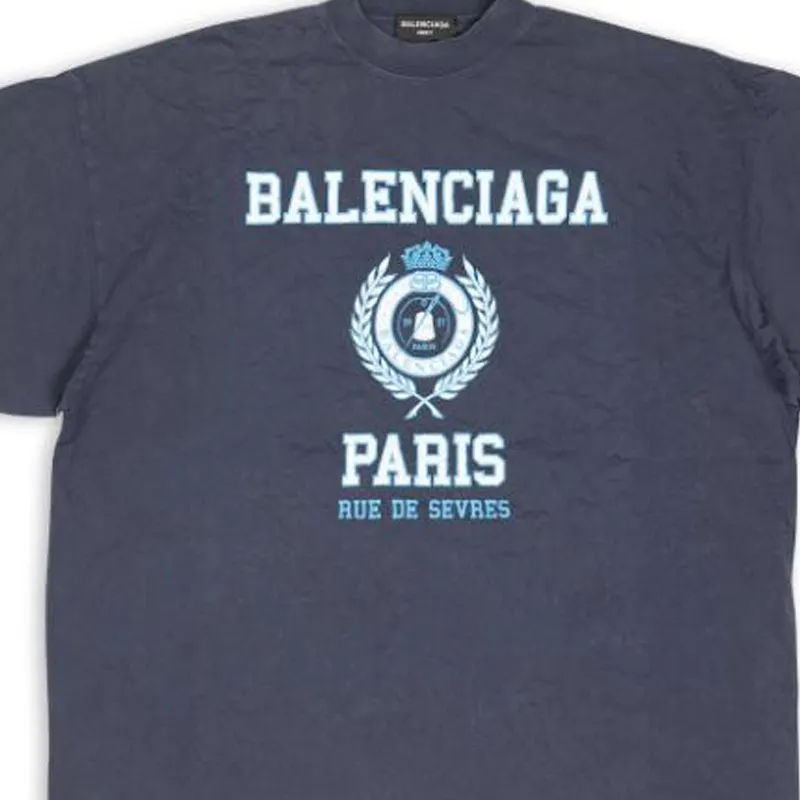 Balenciaga College Crest Crinkled T shirt-5