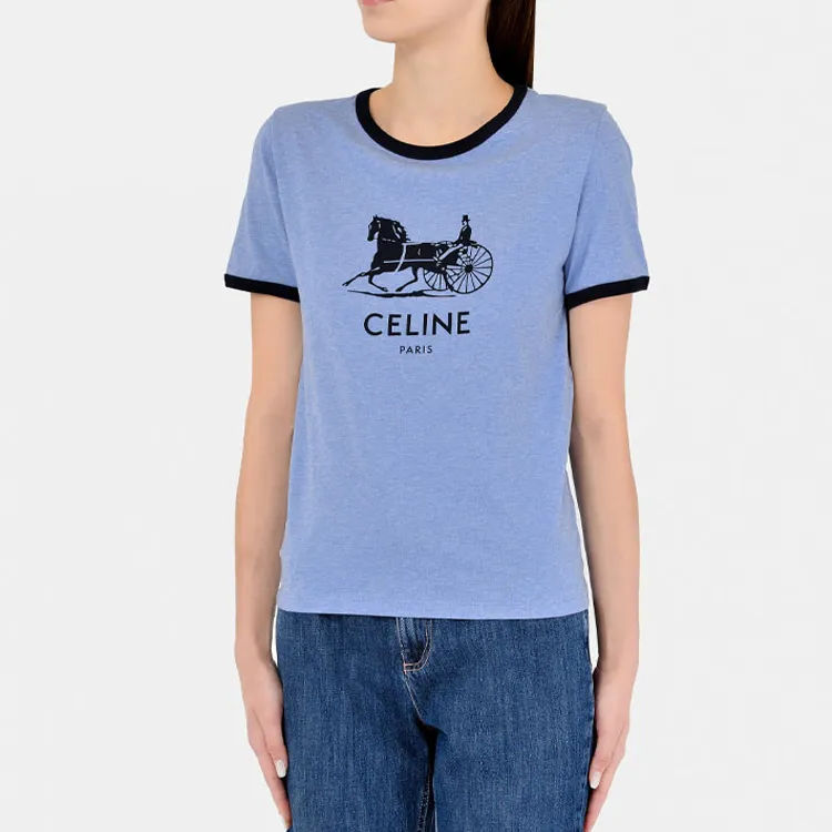 CELINE T Shirts Women's Blue-2