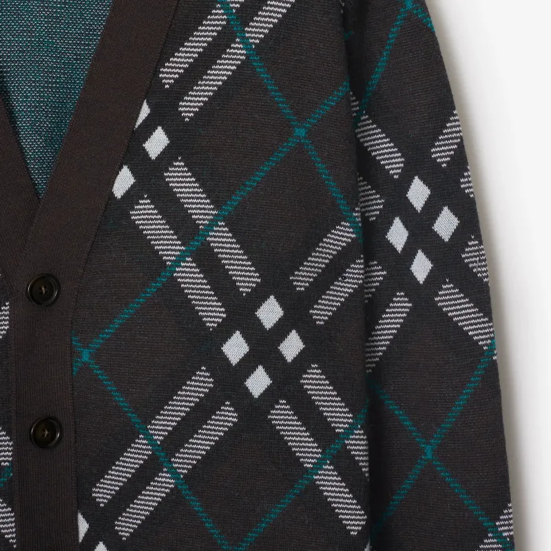 Burberry Checked V Neck Buttoned Cardigan-4