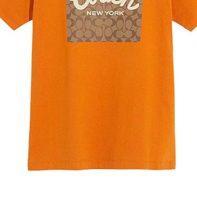 Coach Men's Orange Signature Gradient Organic Cotton T Shirt