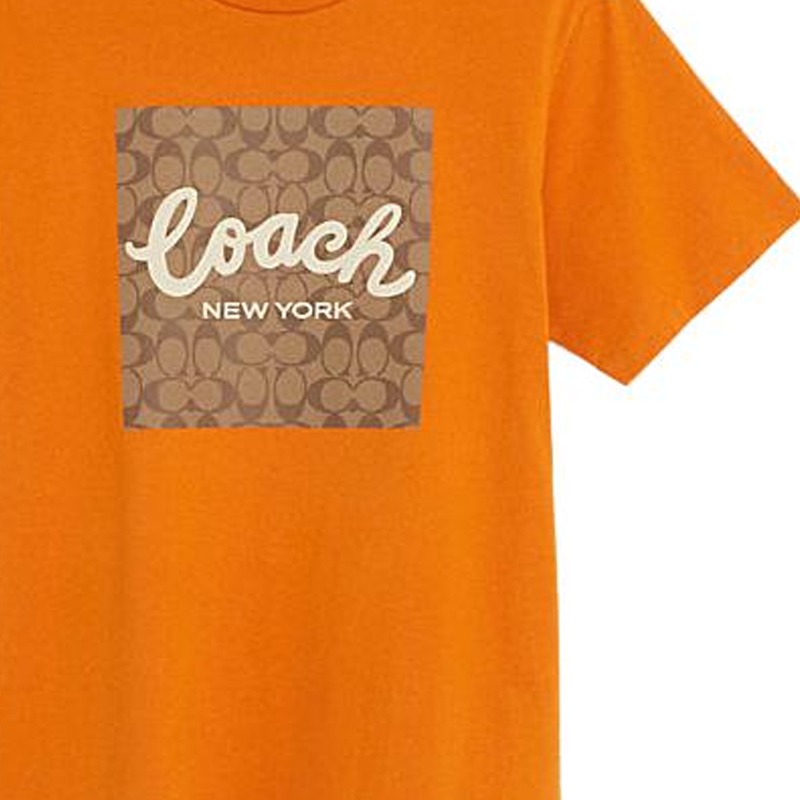 NGUYEN VAN CHUYEN）COACH オレンジ Tシャツ M オレンジ系 M Coach(コーチ) Tシャツ・カットソー(メンズ